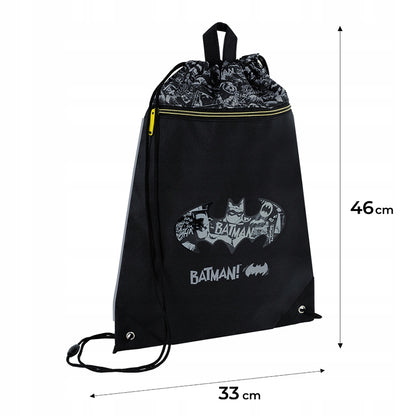Wymiary worka na buty Kite Batman przedstawione na zdjęciu z infografiką.