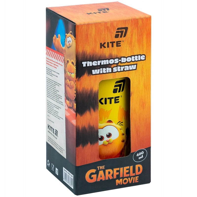 Termos Garfield 400 ml ze slomka i przyciskiem