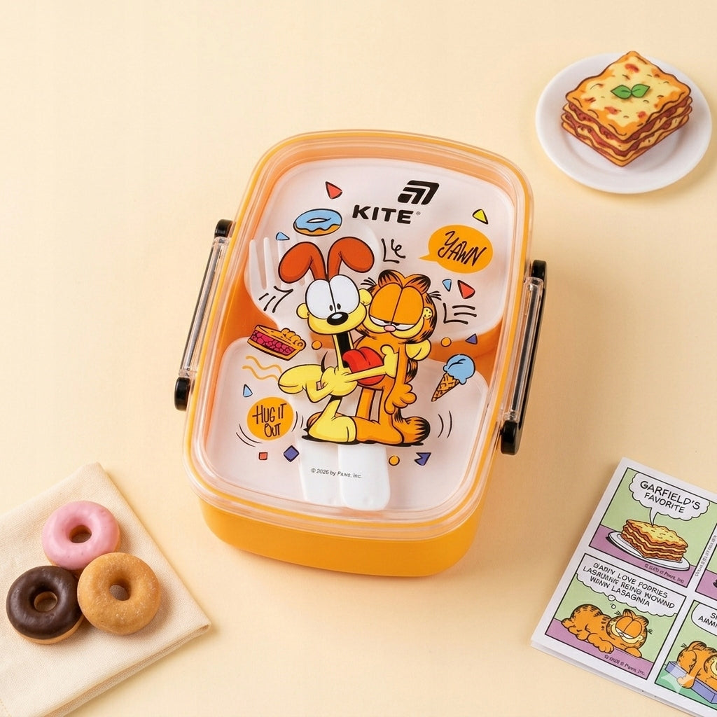 Bezpieczny i bezzapachowy pojemnik na posiłek Kite z oficjalną licencją Garfield.