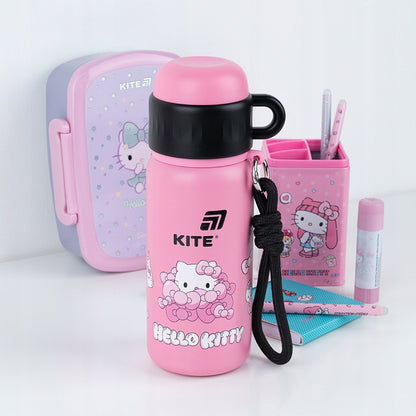 Termos szkolny Hello Kitty z kubkiem i silikonową rurką