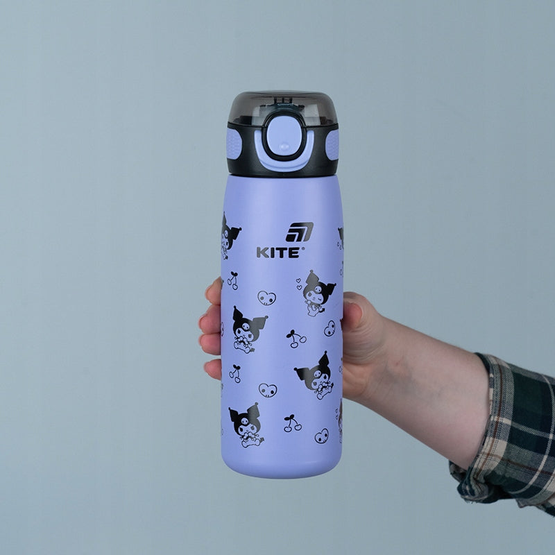 Termos dla dzieci ze slomka i przyciskiem Kuromi 600 ml