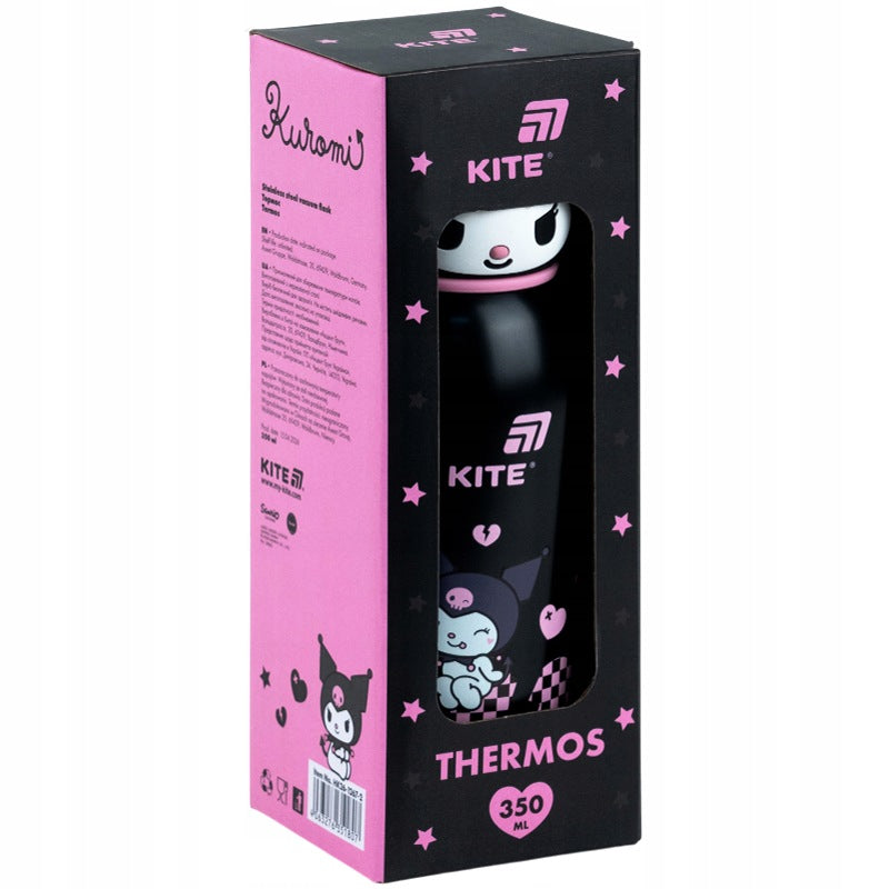 Czarny termos dla dziewczynek 350 ml Kite Kuromi