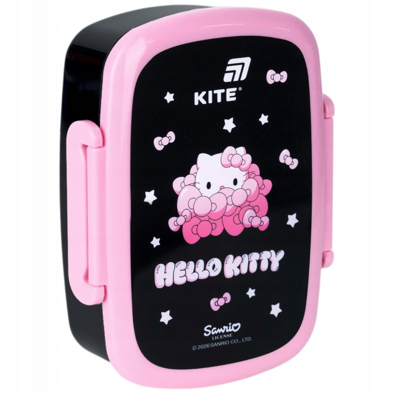 Różowy lunchbox ze sztućcami Kite Hello Kitty dla dziewczynek.