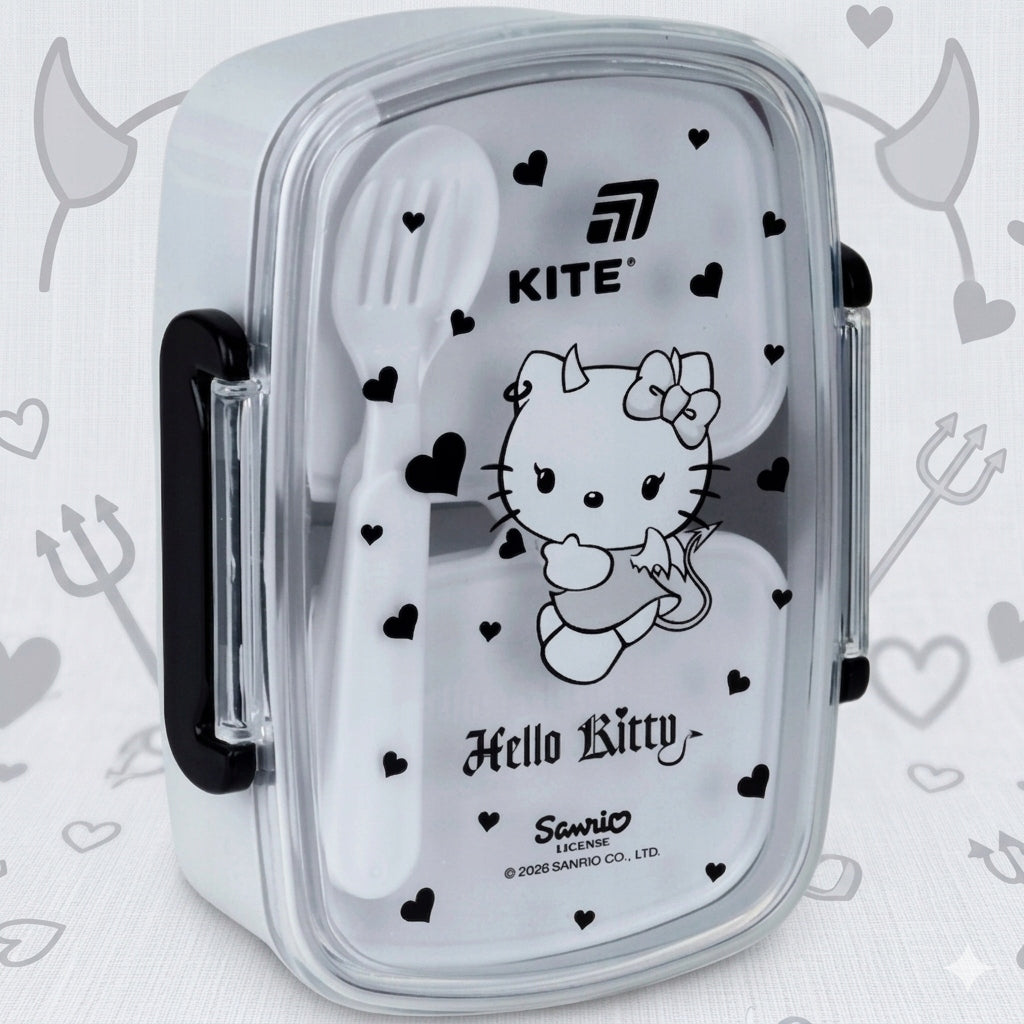Pojemnik śniadaniowy Kite 750 ml w kolorze szarym z motywem Hello Kitty.