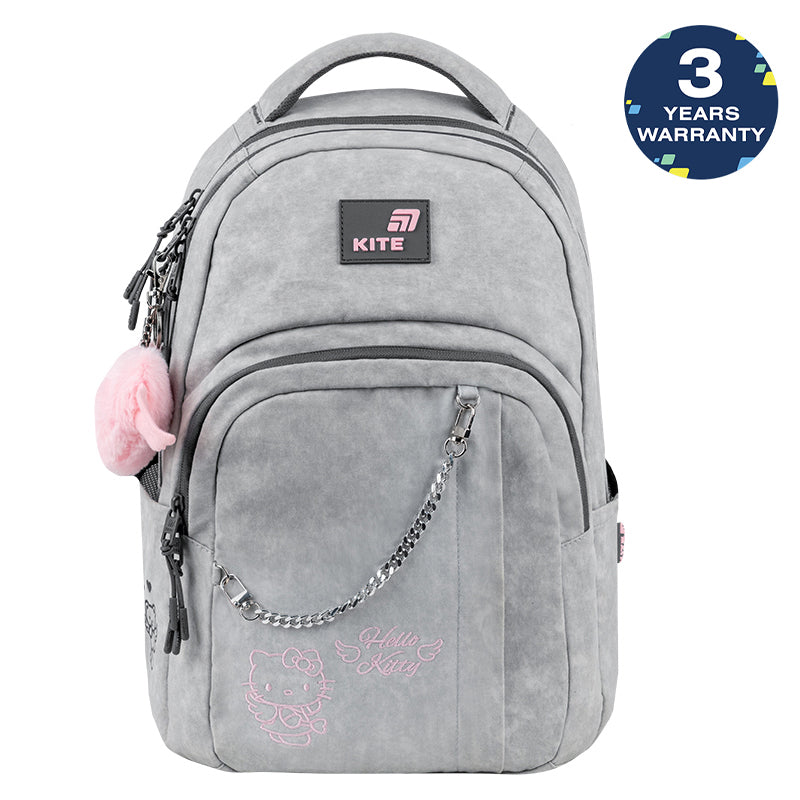 Stylowy plecak młodzieżowy szkolny Kite Hello Kitty z łańcuszkiem i brelokiem 9-12 lat