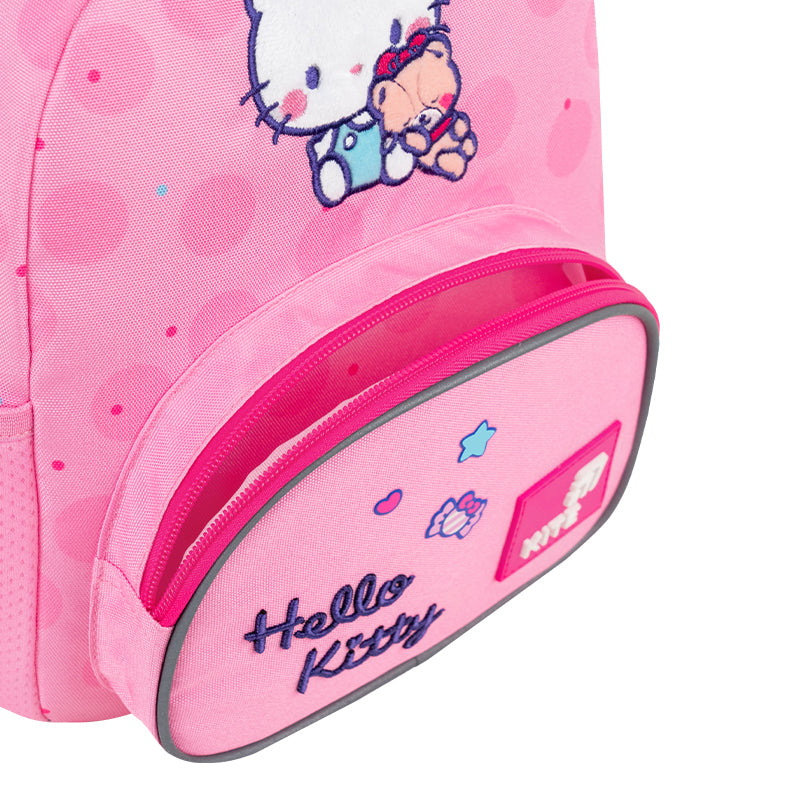 Przednia pojemna kieszeń na zamek z motywem Hello Kitty.