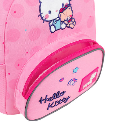 Przednia pojemna kieszeń na zamek z motywem Hello Kitty.