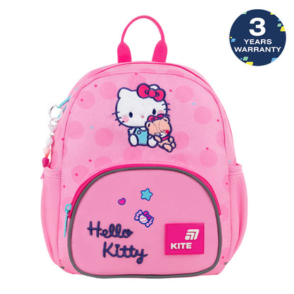 Plecak przedszkolny Kite Hello Kitty dla dziewczynki, różowy z brelokiem