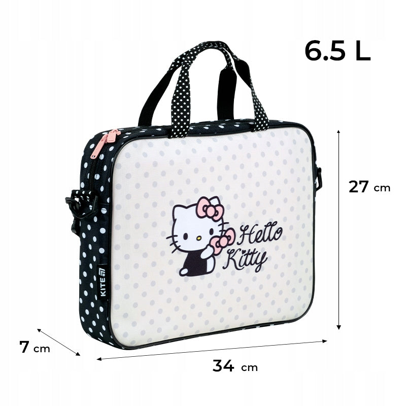 Dokładne wymiary torby szkolnej A4+ Hello Kitty 34x27 cm.