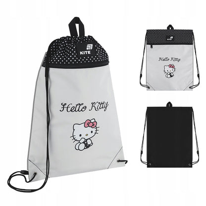 Jasnoróżowy worek gimnastyczny Kite z dużą uśmiechniętą postacią Hello Kitty.