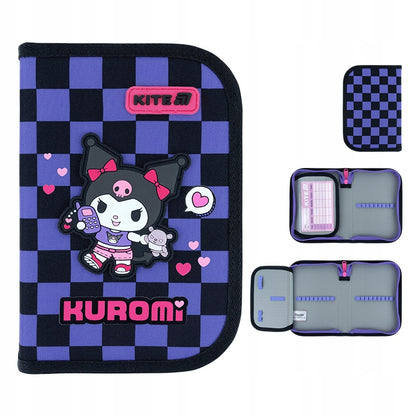 Piórnik Kite Kuromi HK26-621-2 w kratkę – ujęcia z każdej strony.
