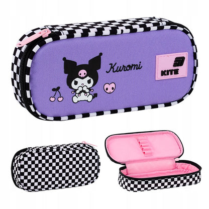 Piórnik saszetka Kite Kuromi w szachownicę widok z każdej strony.