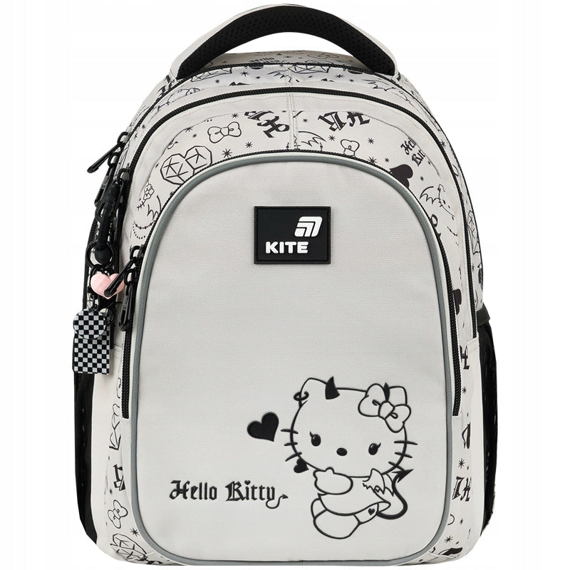 Plecak szkolny Kite Hello Kitty z wypukłym nadrukiem 3D i ozdobnym brelokiem.