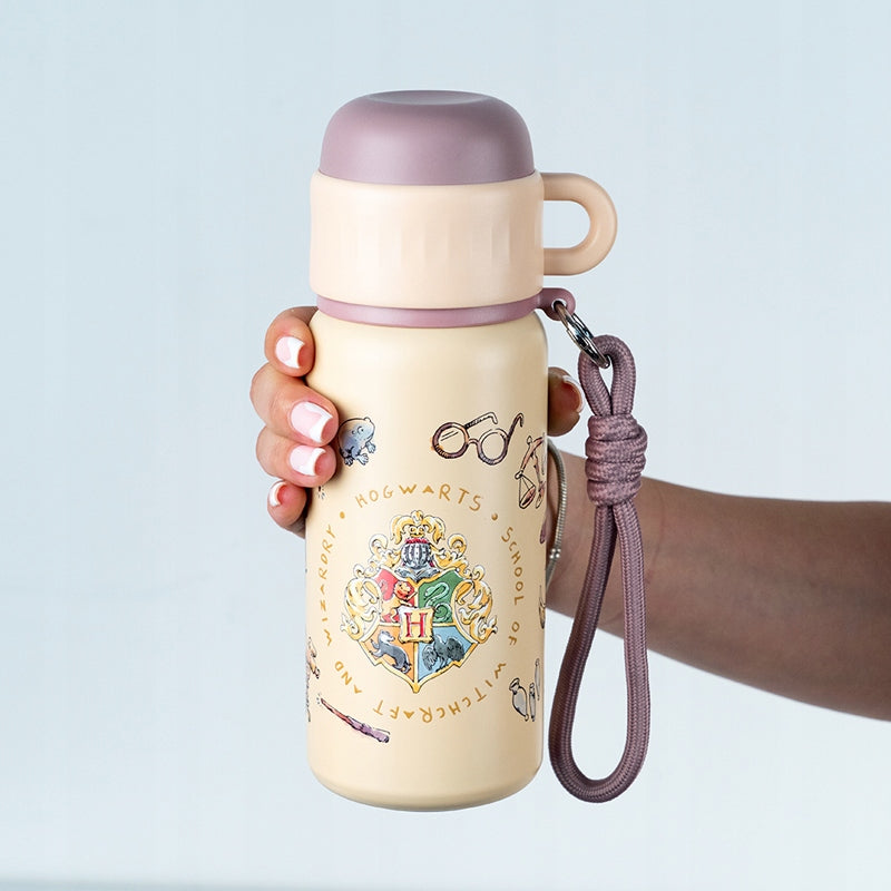 Termos szkolny Harry Potter z kubkiem i silikonową rurką