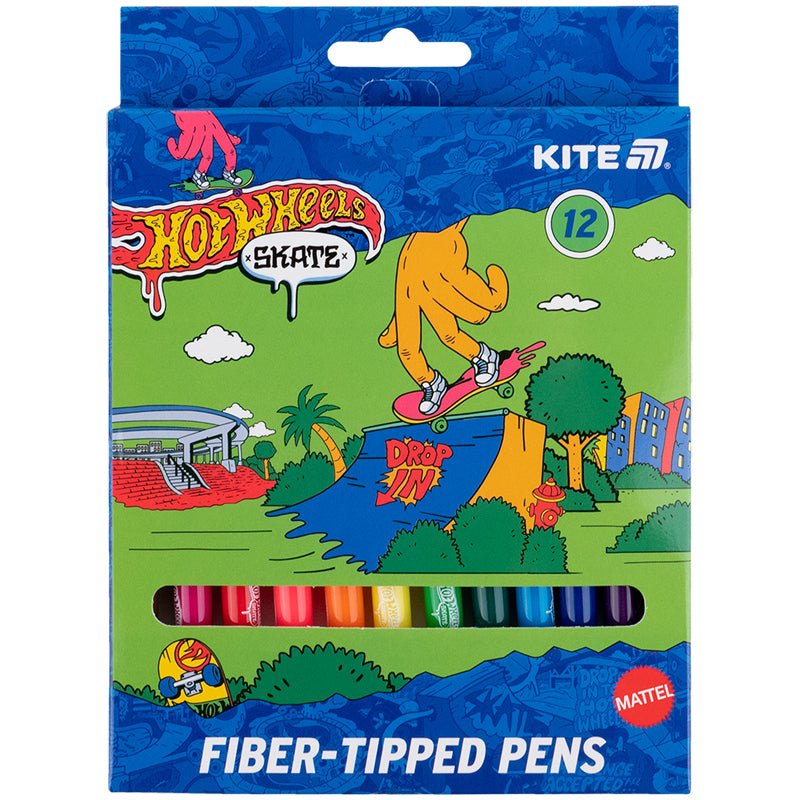 Markery Flamastry 12 kolorów Hot Wheels Kite