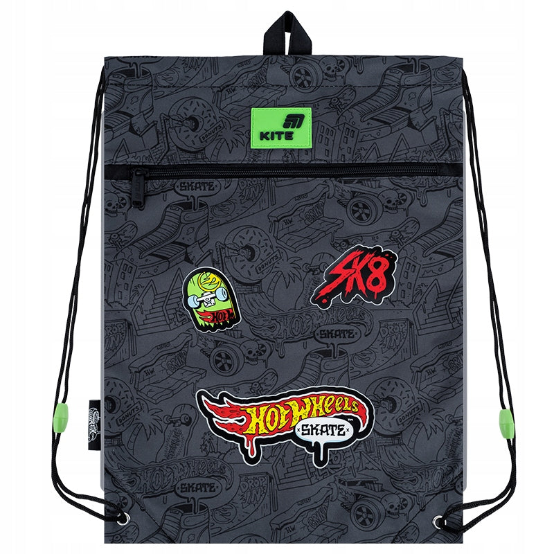 Worek na buty Kite HW26-601M-2 widok z przodu z widoczną kieszenią na suwak.