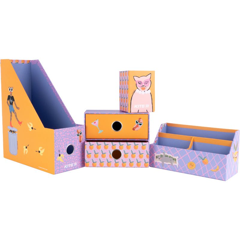 Organizer na biurko 4 elementy karton Bouffants & Broken Hearts