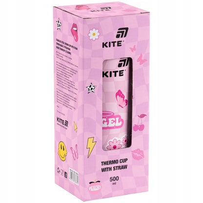 Kubek termiczny ze słomką Angel w firmowym opakowaniu wraz z akcesorium do mycia.