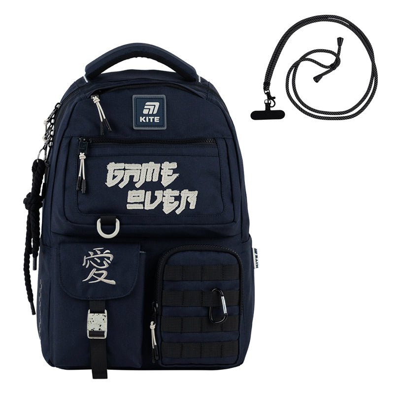 Plecak Kite K25-2587M-2 z oryginalnym dekorem i smyczą na telefon w zestawie, idealny dla młodzieży