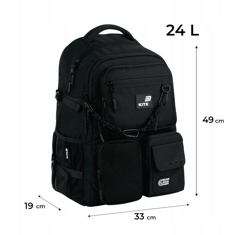 Plecak 2-komorowy Kite – wymiary i głębokość modelu o dużej pojemności.