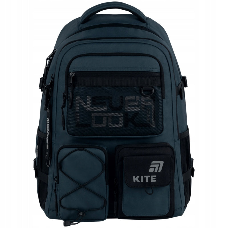 Plecak młodzieżowy Kite – widok na front z modnym sznurowaniem i 8 kieszeniami.