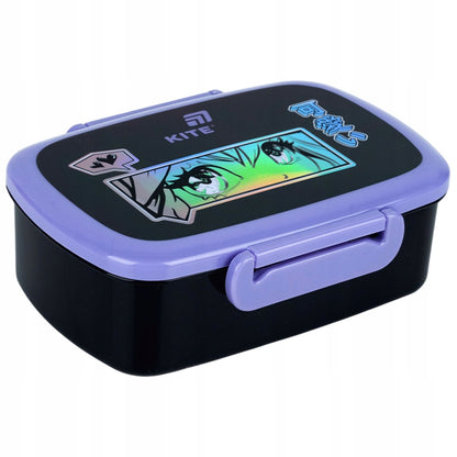 Czarny lunchbox Kite 750 ml ze sztućcami dla dzieci.