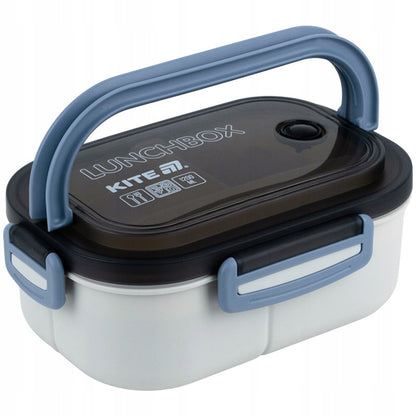 Turkusowy lunchbox z przegródkami 1200 ml Kite ze sztućcami.