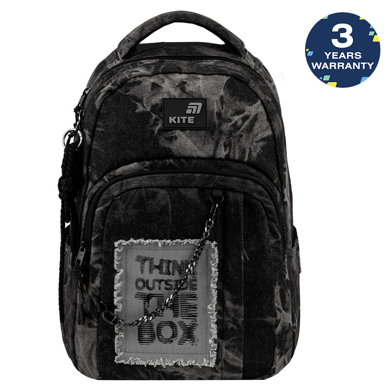Černý batoh pro mládež školní Kite pro chlapce 9–12 let s řetízkem