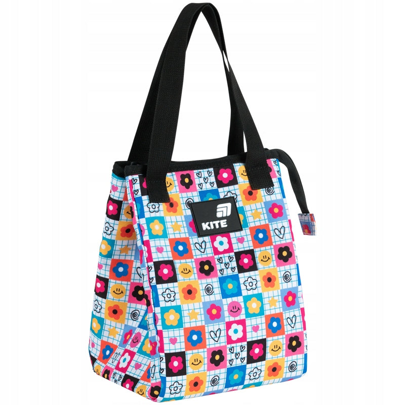 Widok z boku kolorowej torby termicznej lunchbag.