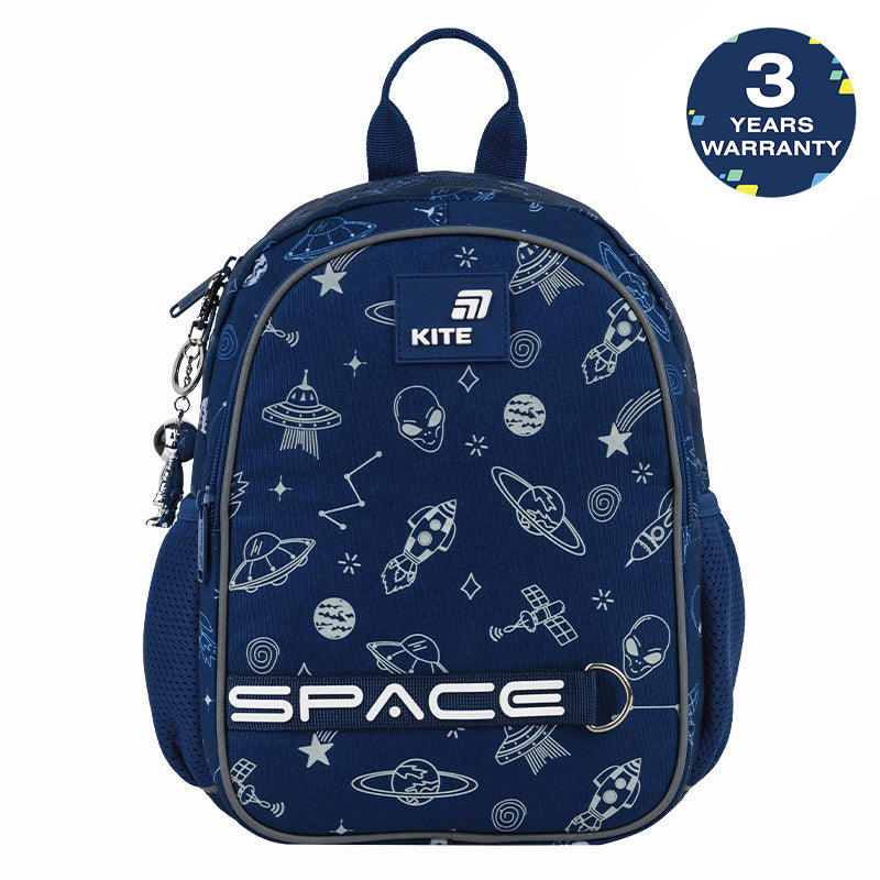 Batoh předškolní Kite In Space lehký pro chlapce modrý s přívěskem do mateřské školy