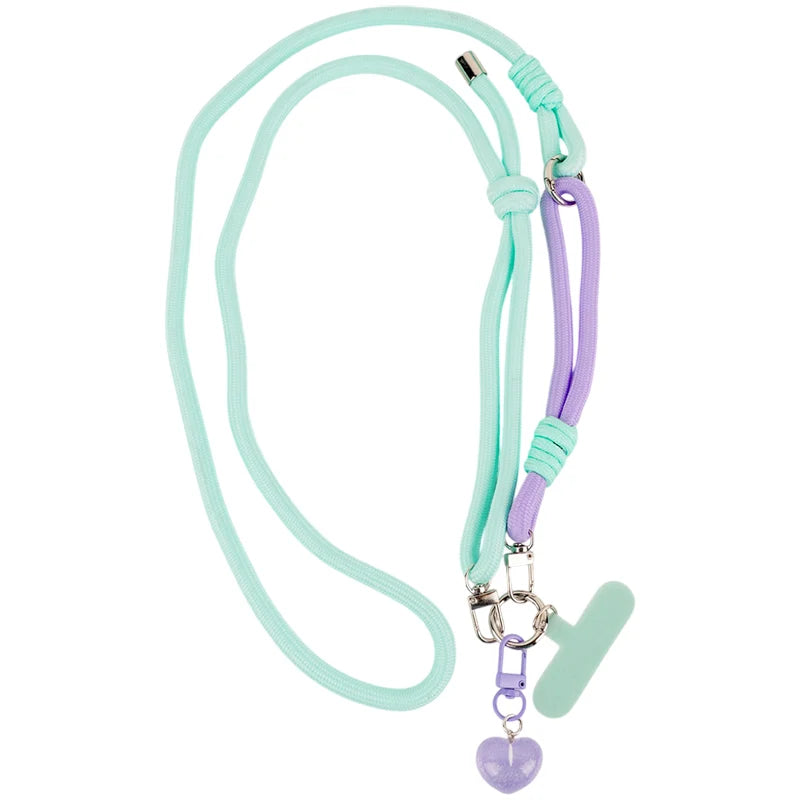 Turkusowy pleciony pasek na szyję do telefonu Kite crossbody z zawieszką