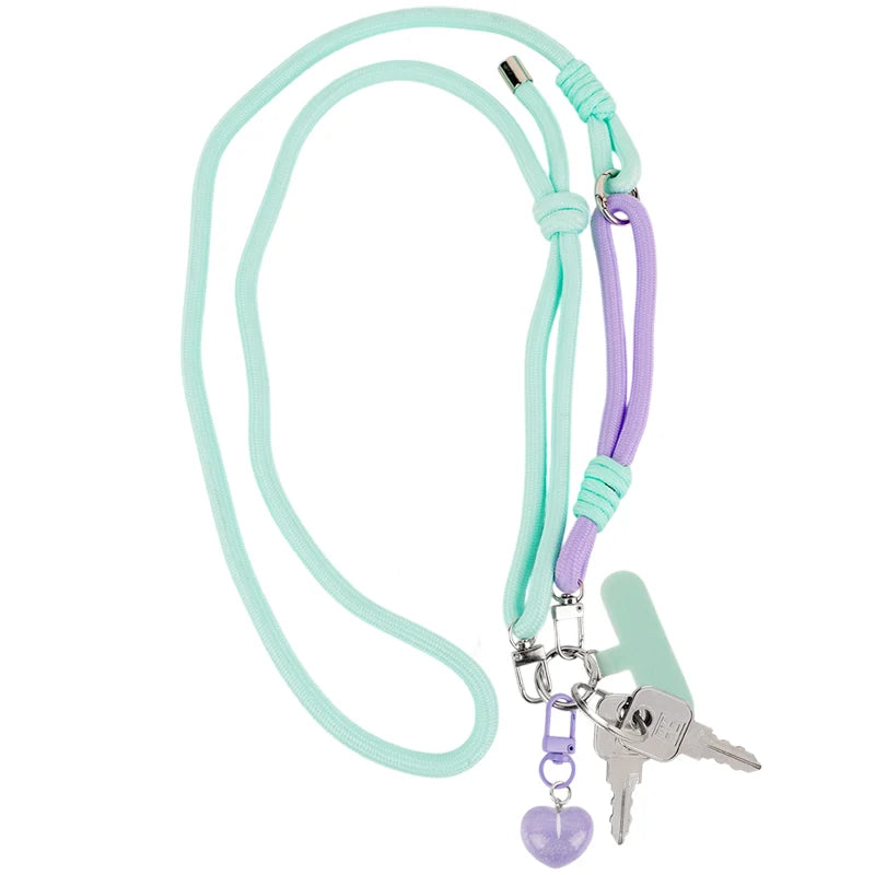 Turkusowy pleciony pasek crossbody Kite przypięty do pęku kluczy