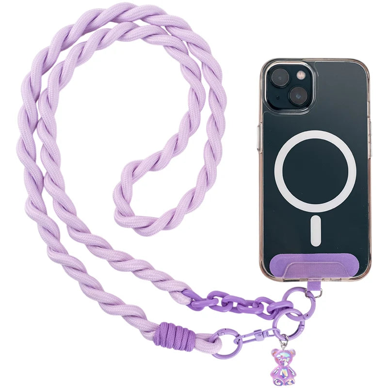 Mocowanie fioletowego paska Kite pod etui smartfona przy użyciu podkładki