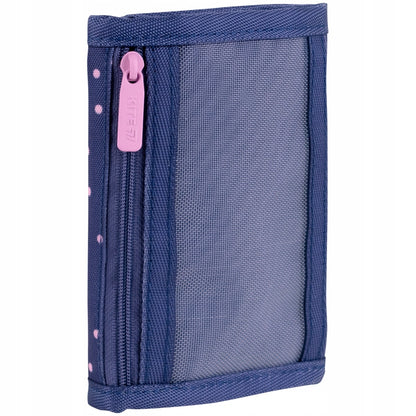 Widok portfela szkolnego Kite Kuromi od tyłu z siatkowaną kieszonką.