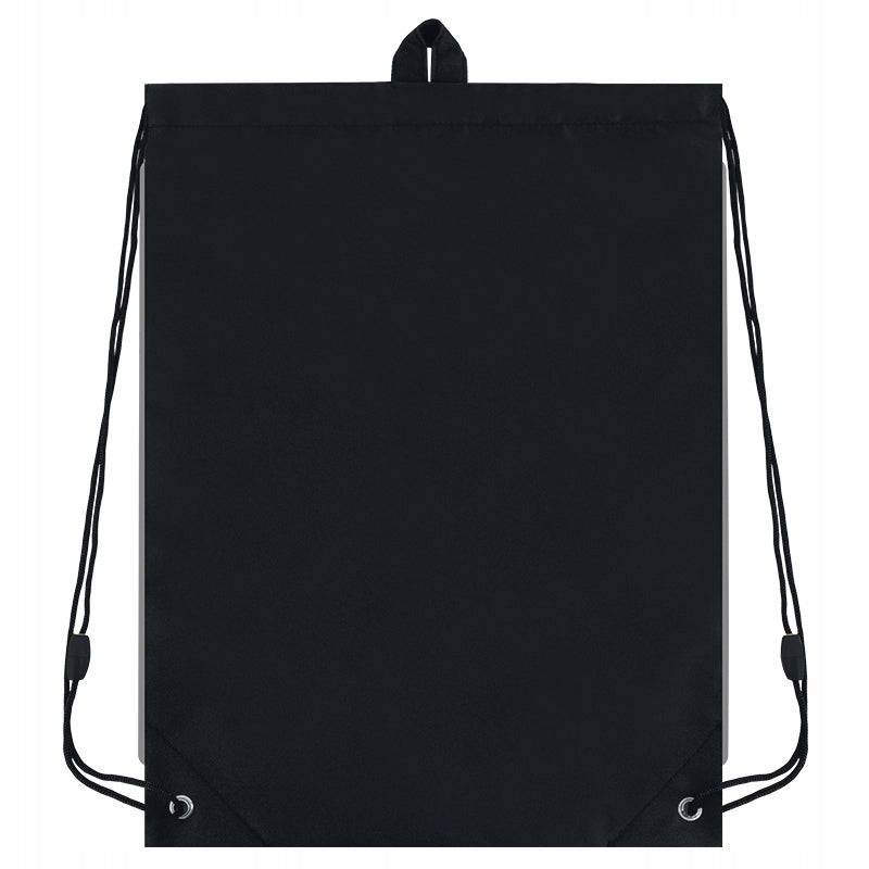 Sznurki ściągające i pętla do zawieszania worka w kratkę.