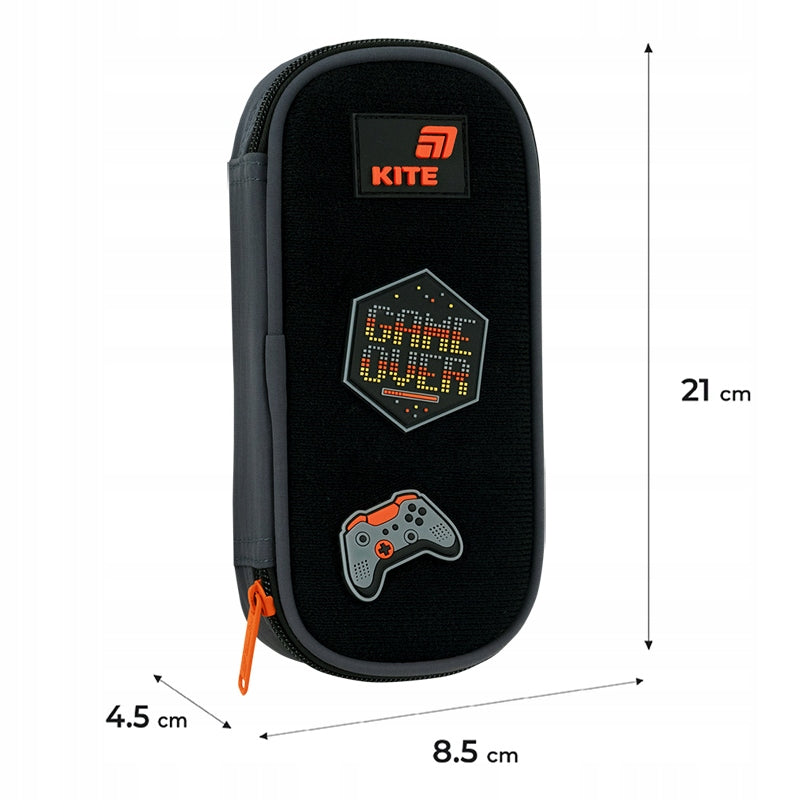 Wymiary czarnej saszetki Kite – pojemny piórnik do szkoły.