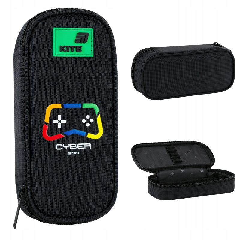 Czarny piórnik saszetka Kite Game Cyber widok z każdej strony.