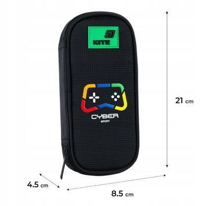 Wymiary czarnej saszetki Kite – pojemny piórnik do szkoły.