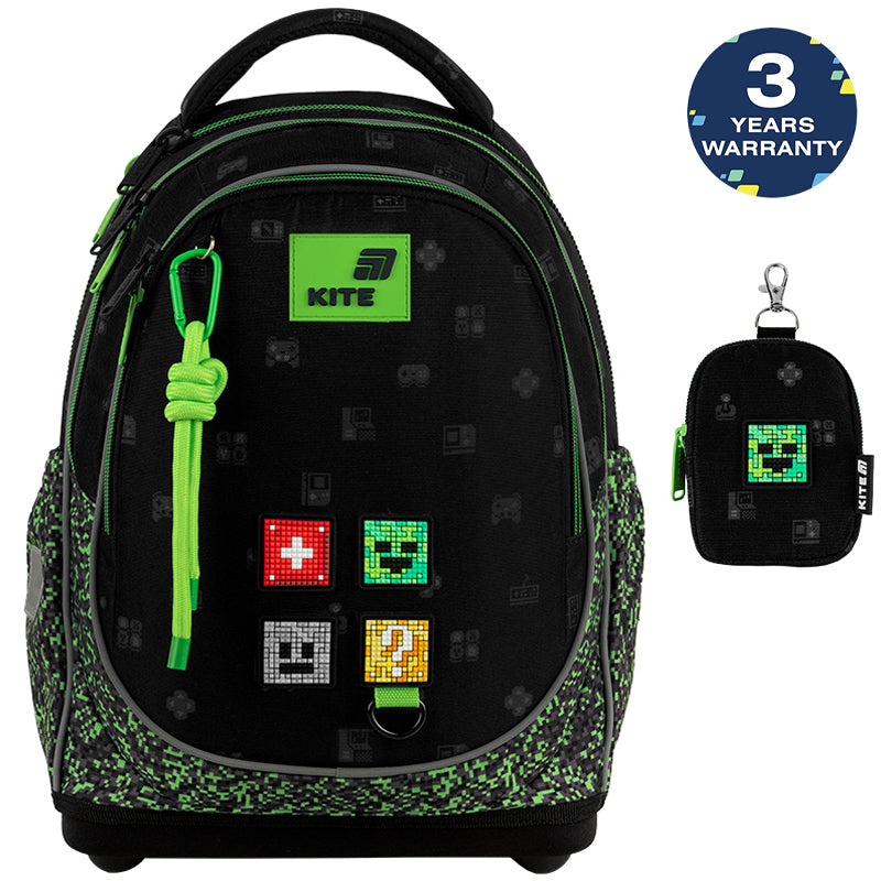 Plecak szkolny Kite Pixel czarny ortopedyczny dla chłopca klasa 1-4