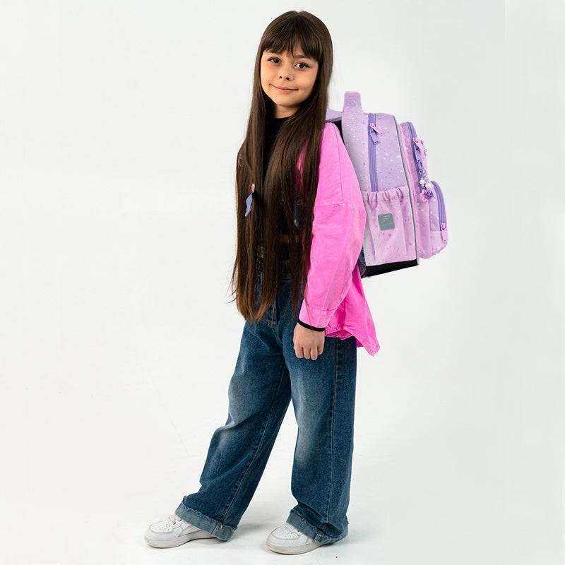 Różowy plecak Kite K26-773M-1 z kotkiem widok z przodu.