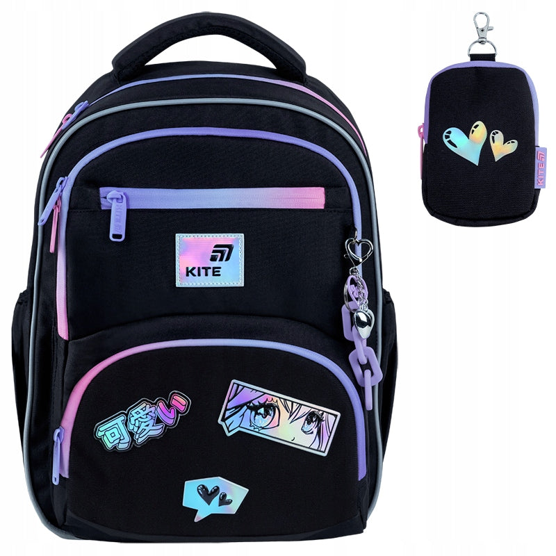 Fioletowy plecak szkolny Kite K26-773M-2 widok z przodu.
