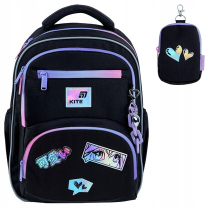 Fioletowy plecak szkolny Kite K26-773M-2 widok z przodu.