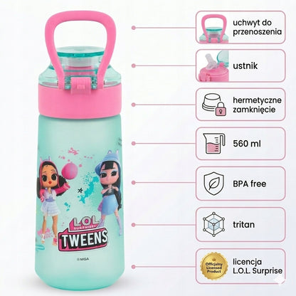 Bidon tritanowy 560 ml Kite – cechy butelki z licencją LOL Surprise.