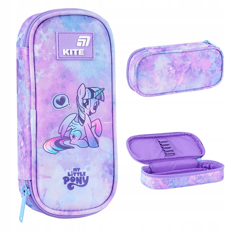 Fioletowy piórnik saszetka My Little Pony widok z każdej strony.