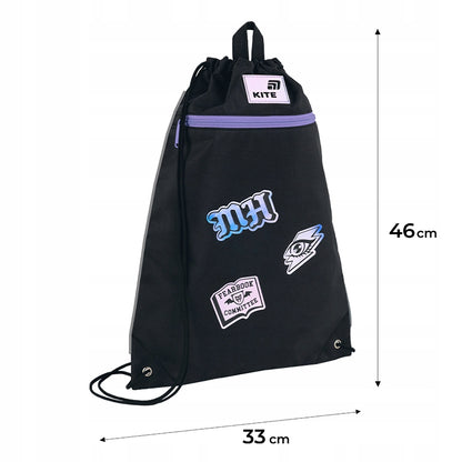 Infografika przedstawiająca wymiary 46x33 cm worka sportowego z serii Monster High.