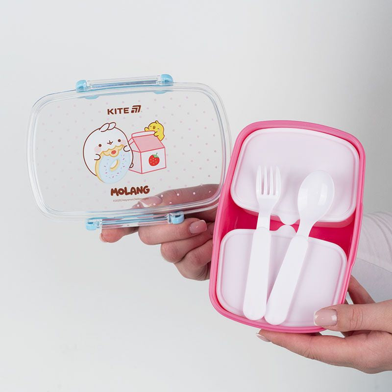 Lunchbox Śniadaniówka ze Sztućcami 750ml różowa Molang Kite