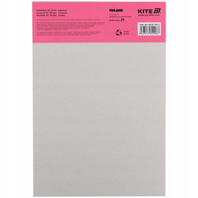 Różowy notes szkolny Molang