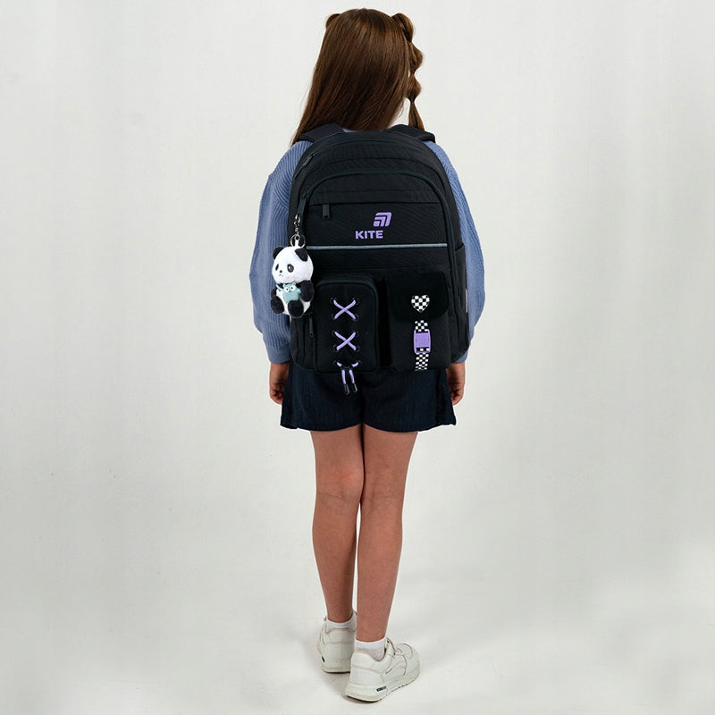 Plecak szkolny czarny ortopedyczny Kite dla dziewczynek