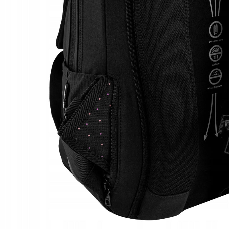 ukryta kieszeń na portfel umieszczona w części tylnej plecaka Kite