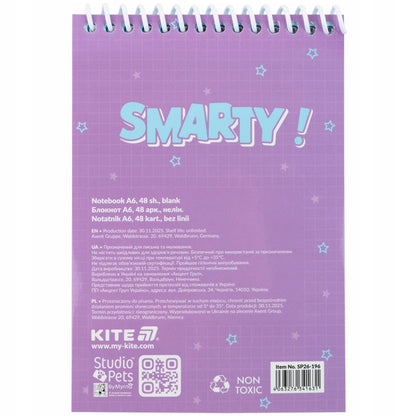 Notes Studio Pets Kite – widok na tył okładki z plastikową spiralą.